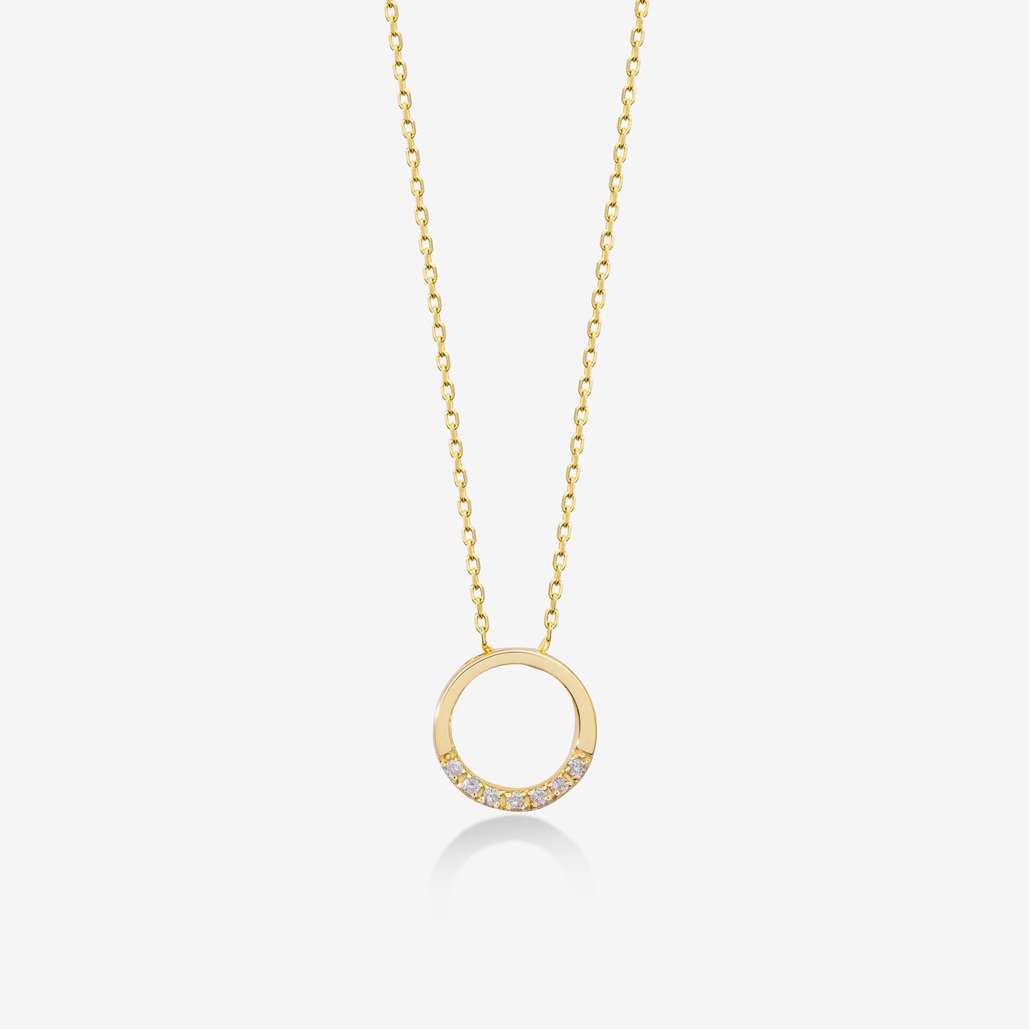 Diamond Round Necklace in 14k Solid Gold