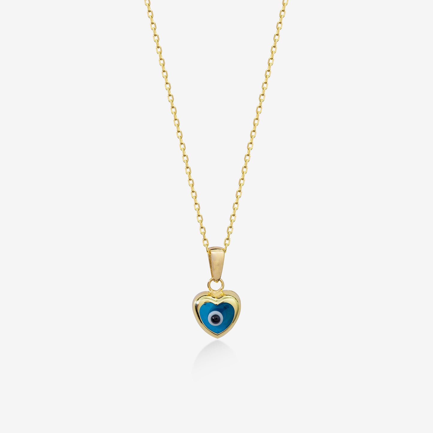 14k Solid Gold Heart Evil Eye Necklace for Women