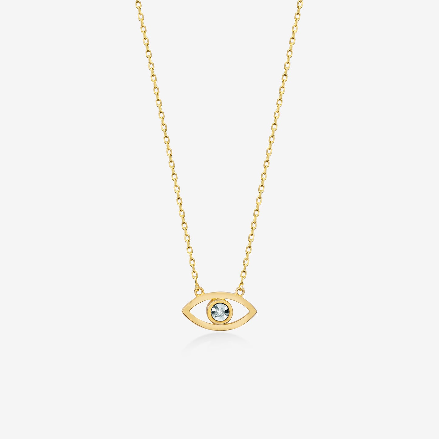 Diamond Evil Eye Necklace in 14k Solid Gold