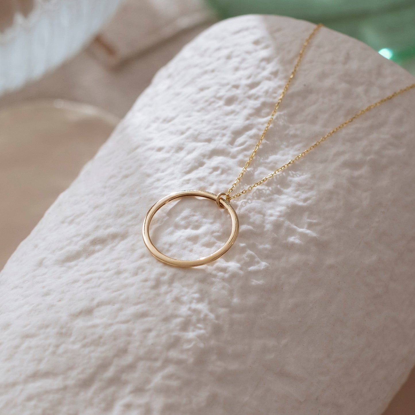 14k Solid Gold Circle Neclace for Women