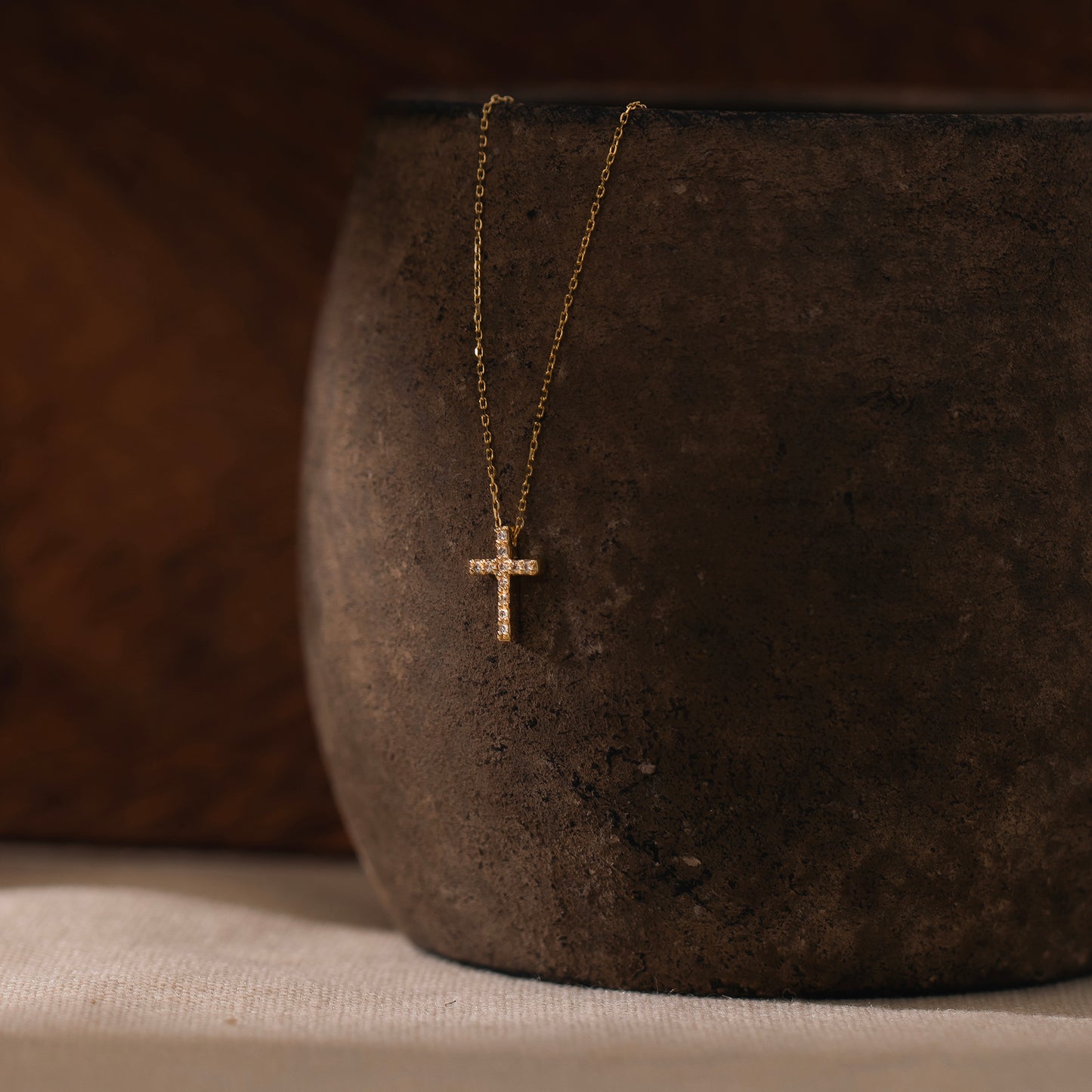 14k Gold Diamond Cross Necklace for Women