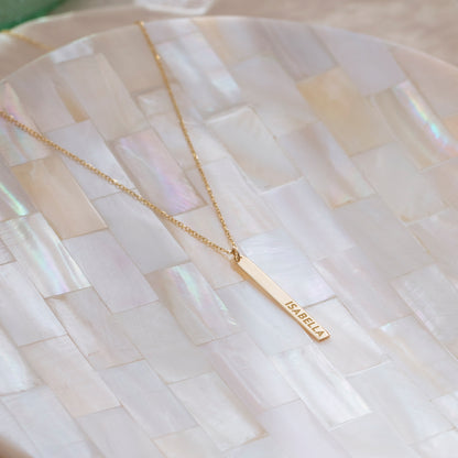 Custom Vertical Bar Neclace for Women in 14k Solid Gold