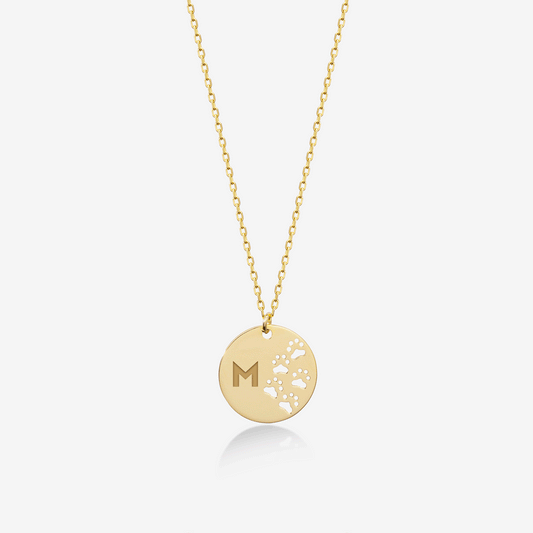 Dainty Pet Paw Custom Necklace in 14k Solid Gold