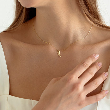 Diamond Angel Wing Necklace in 14k Solid Gold