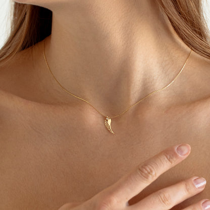 Diamond Angel Wing Necklace in 14k Solid Gold