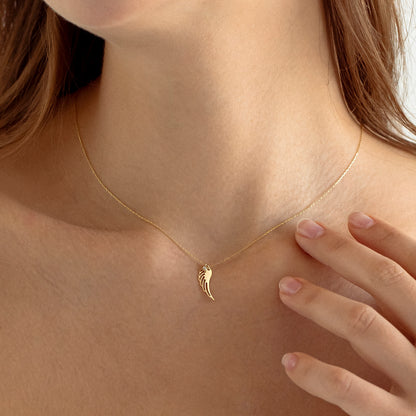 Diamond Angel Wing Necklace in 14k Solid Gold
