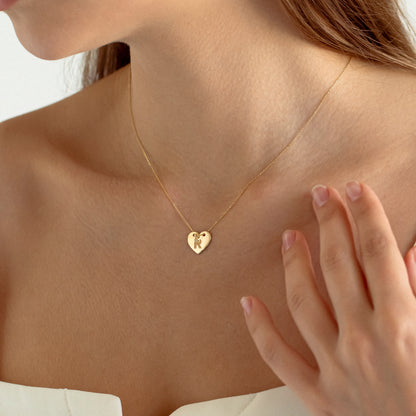 Diamond Heart 14k Solid Gold Necklace for Women