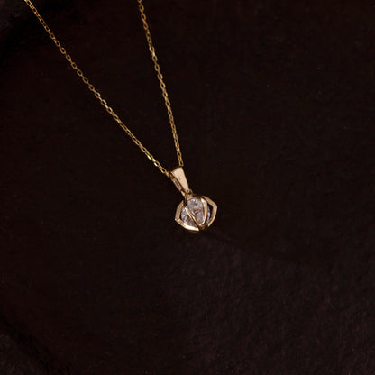 14k Solid Gold Cage Necklace for Women
