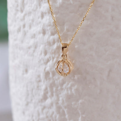 14k Solid Gold Cage Necklace for Women