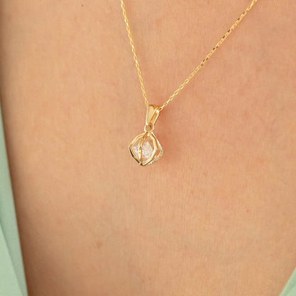 14k Solid Gold Cage Necklace for Women