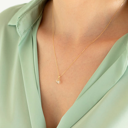 14k Solid Gold Cage Necklace for Women