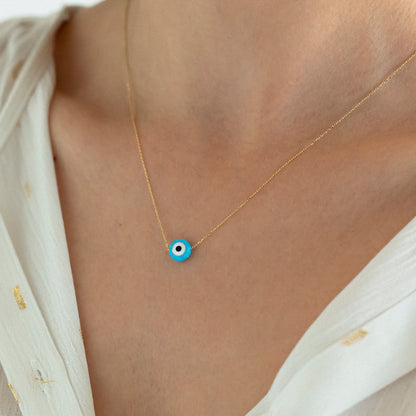 Opal Evil Eye in 14k Solid Gold Necklace for Women