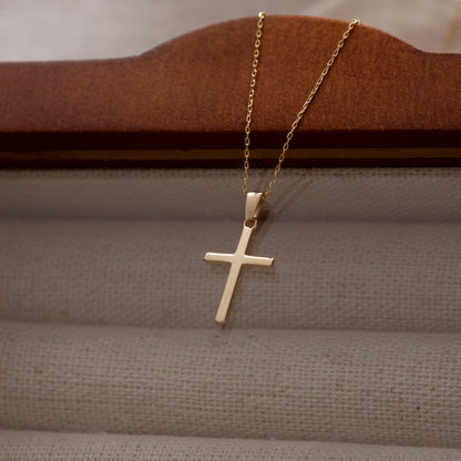 14k Solid Gold Cross Neclace for Women