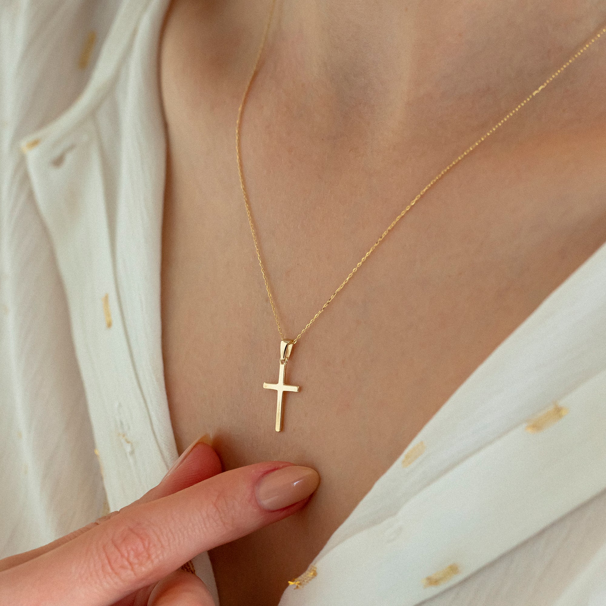 Womens Gold Cross Necklace (Mini) - Gold Presidents