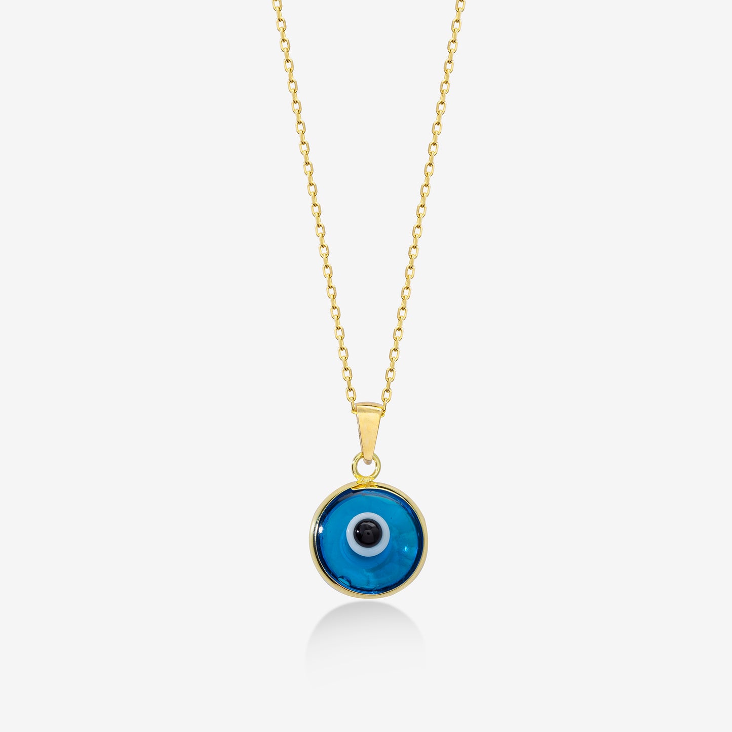 Blue Evil Eye Necklace in 14k Solid Gold