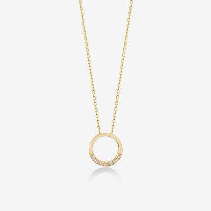 Diamond Round Necklace in 14k Solid Gold