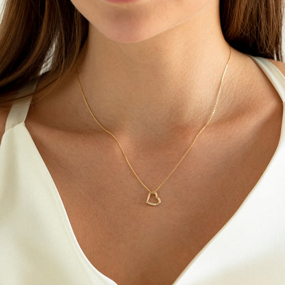 Diamond Heart Necklace in 14k Gold for Women