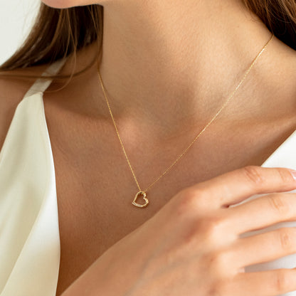 Diamond Heart Necklace in 14k Gold for Women