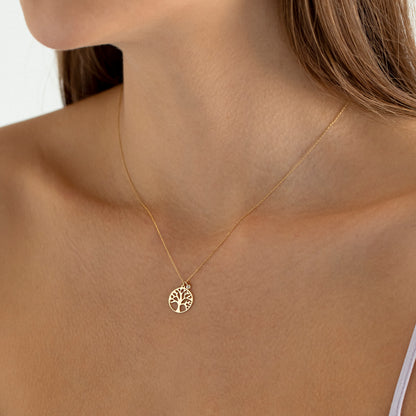 Diamond Tree of Life Necklace in 14k Solid Gold