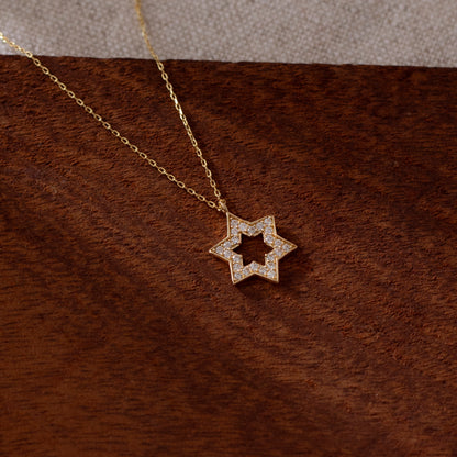 Star of David Necklace in 14k Solid Gold