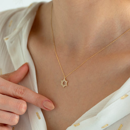 Star of David Necklace in 14k Solid Gold