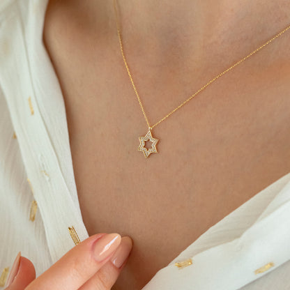 Star of David Necklace in 14k Solid Gold