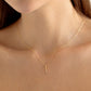 14k Solid Gold Vertical Diamond Bar Necklace for Women