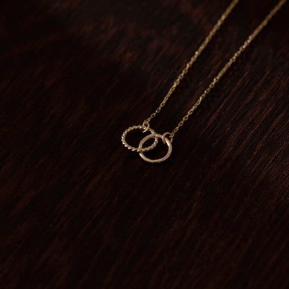 Interwined Circles Neclace in 14k Solid Gold for Women