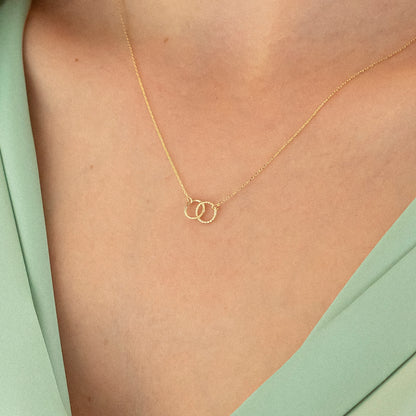 Interwined Circles Neclace in 14k Solid Gold for Women