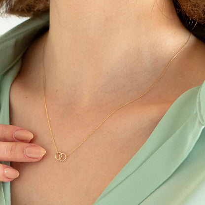 Interwined Circles Neclace in 14k Solid Gold for Women