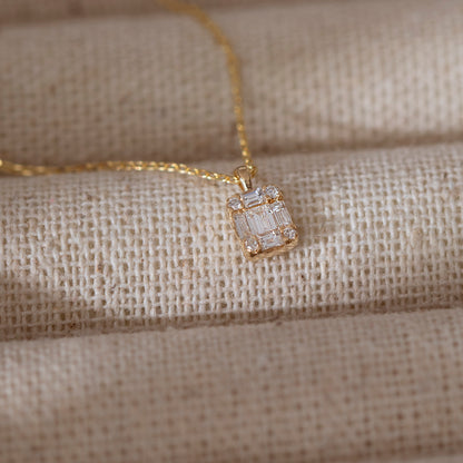 0.16 CT Diamond Baguette Cut Necklace for Women