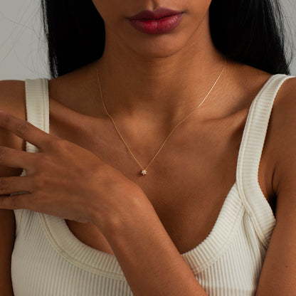 Diamond Flower Necklace in 14k Gold For Women