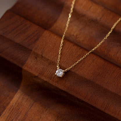 0.20 Ct Diamond Solitaire Necklace in 14k Solid Gold