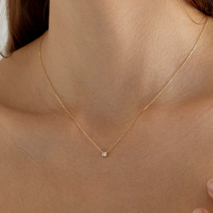 0.20 Ct Diamond Solitaire Necklace in 14k Solid Gold