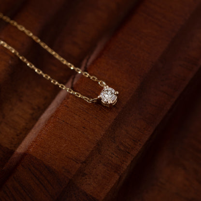 0.20 Ct Diamond Solitaire Necklace in 14k Solid Gold