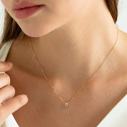 0.20 Ct Diamond Solitaire Necklace in 14k Solid Gold