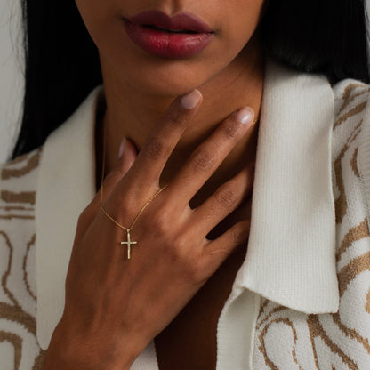 Diamond Cross Necklace 14k Solid Gold