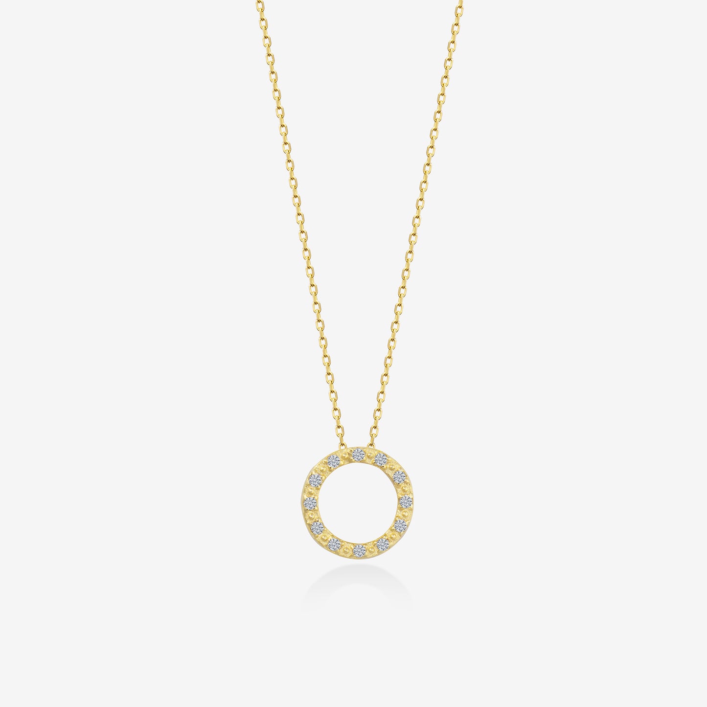 Diamond Round Necklace in 14k Solid Gold
