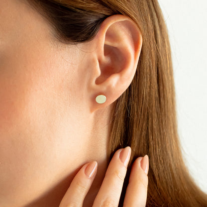 Disc Stud Earrings in 14k Solid Gold For Women