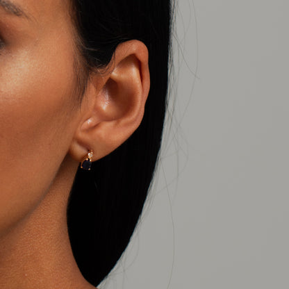 Diamond Sapphire Teardrop Stud Earrings in 14k Solid Gold