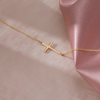 Cross Bracelet in 14k Solid Gold For Women
